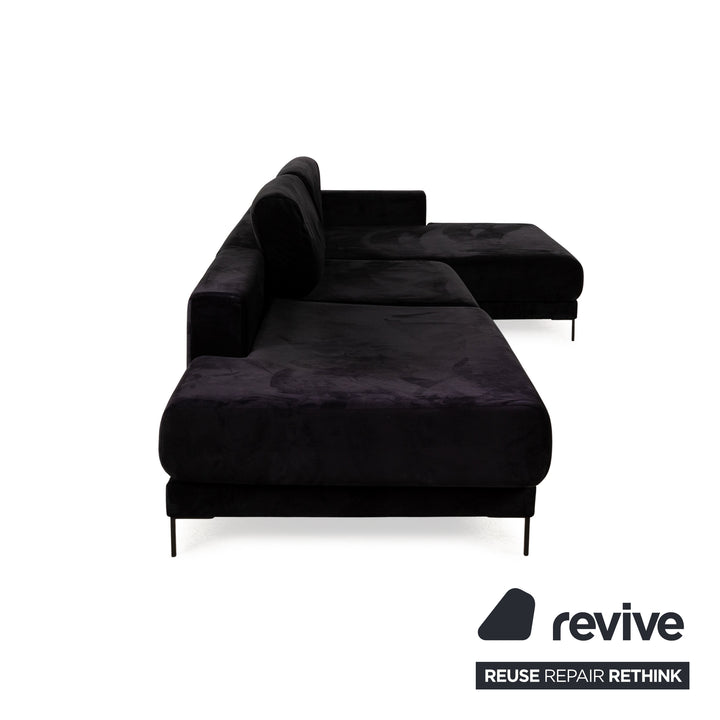 MYCS TYME Canapé d'angle en tissu Récamiere Droit Canapé Noir