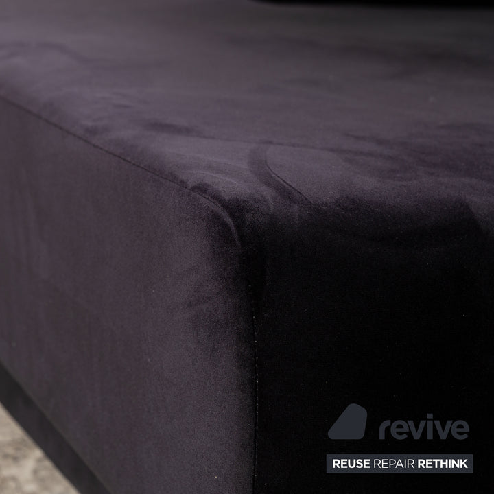 MYCS TYME Canapé d'angle en tissu Récamiere Droit Canapé Noir