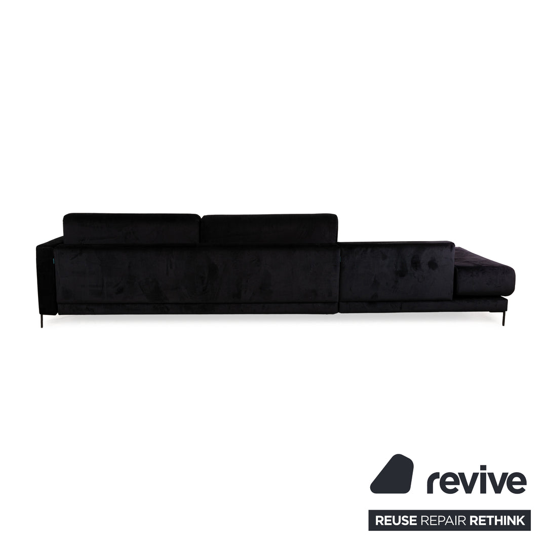 MYCS TYME Fabric Corner Sofa Recamiere Right Black Sofa Couch