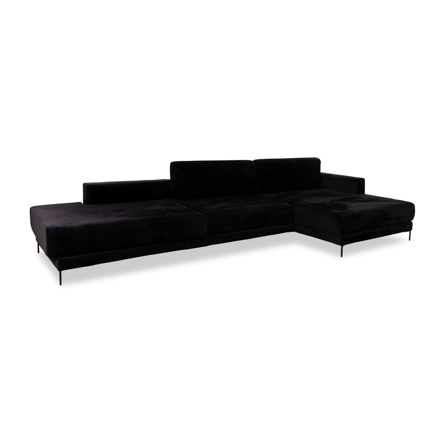 MYCS Time Fabric Corner Sofa Recamiere Right Black Sofa Couch