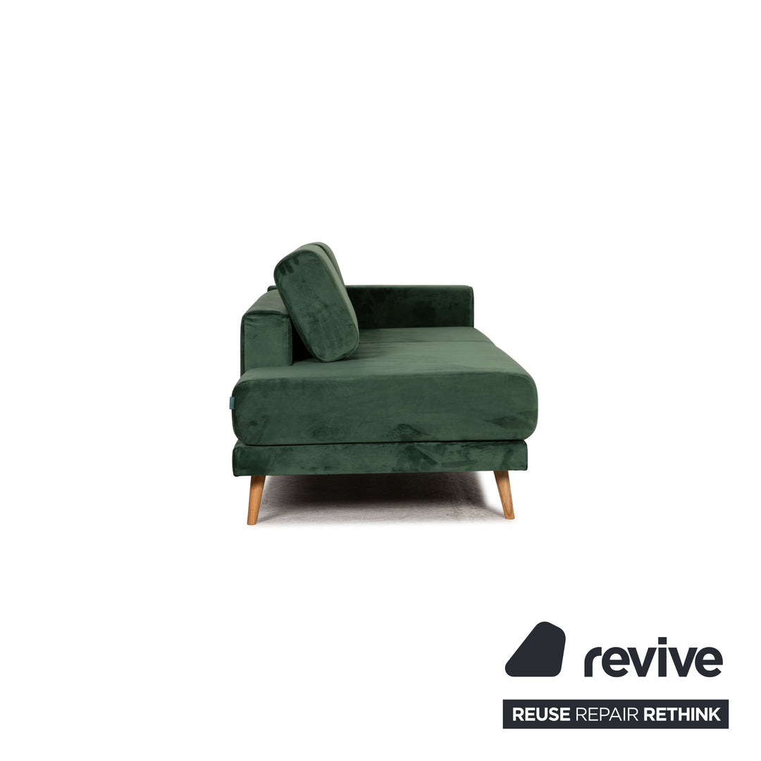 MYCS TYME Fabric Three Seater Green Sofa Couch