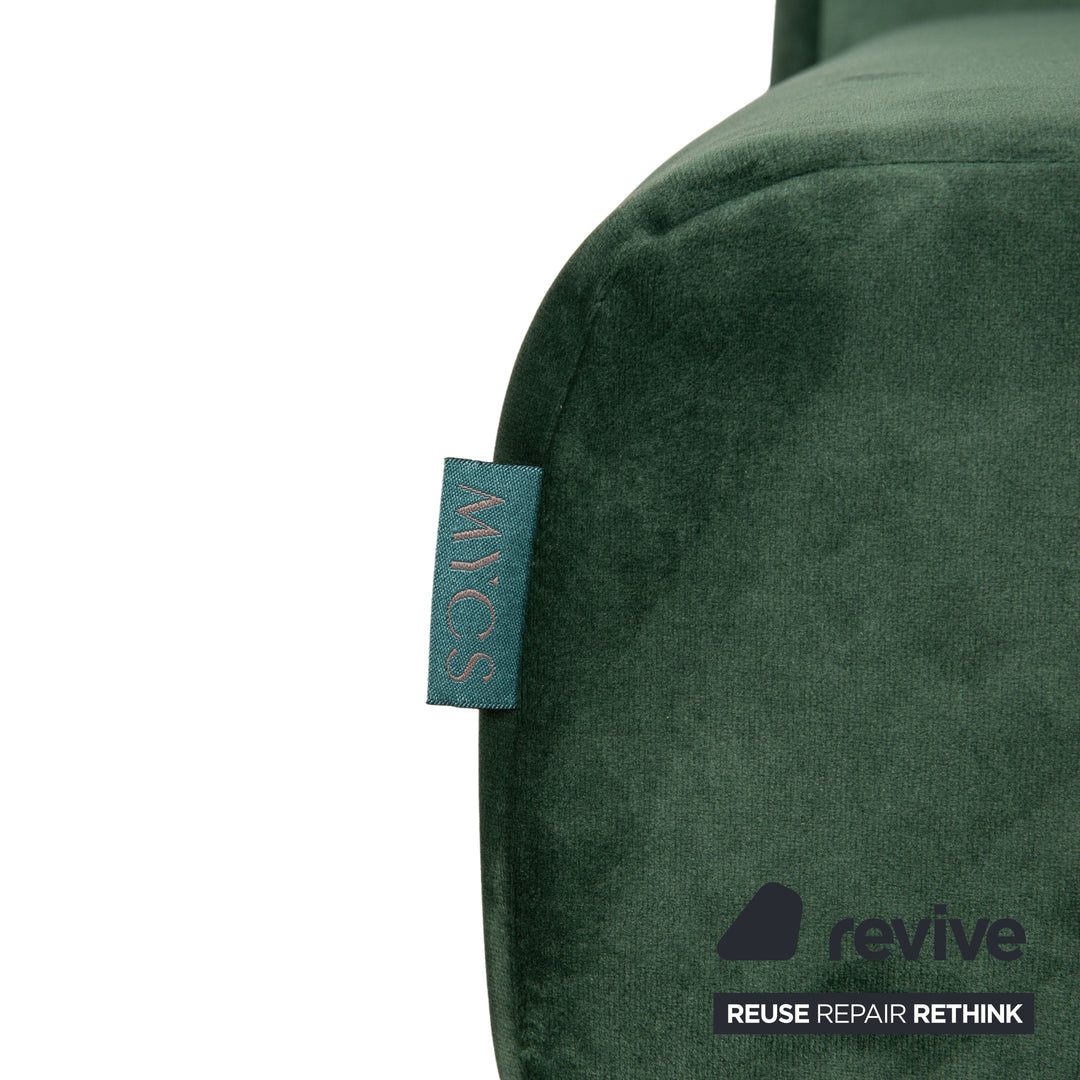 MYCS TYME Fabric Three Seater Green Sofa Couch