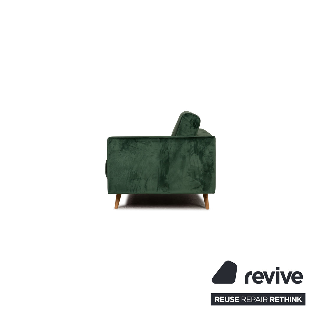MYCS TYME Fabric Three Seater Green Sofa Couch