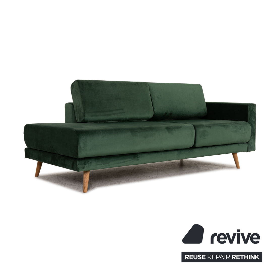 MYCS TYME Fabric Three Seater Green Sofa Couch