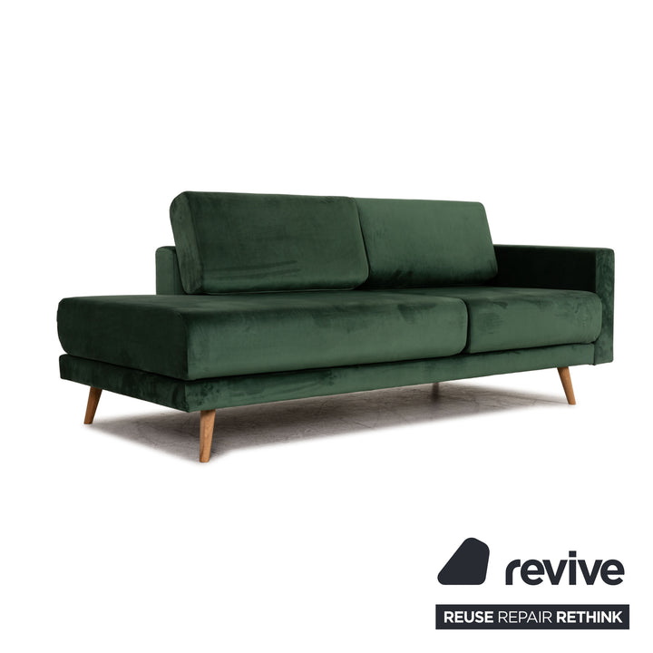 MYCS TYME Fabric Three Seater Green Sofa Couch