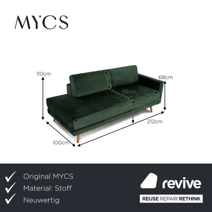 MYCS TYME Fabric Three Seater Green Sofa Couch