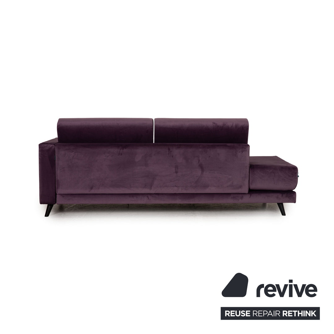 MYCS TYME Fabric Three Seater Violet Sofa Couch