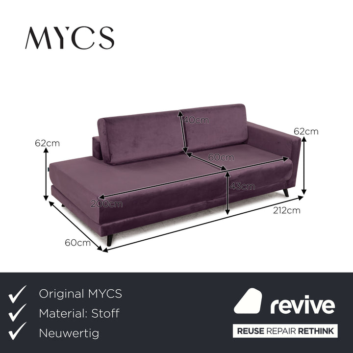 MYCS TYME Fabric Three Seater Violet Sofa Couch