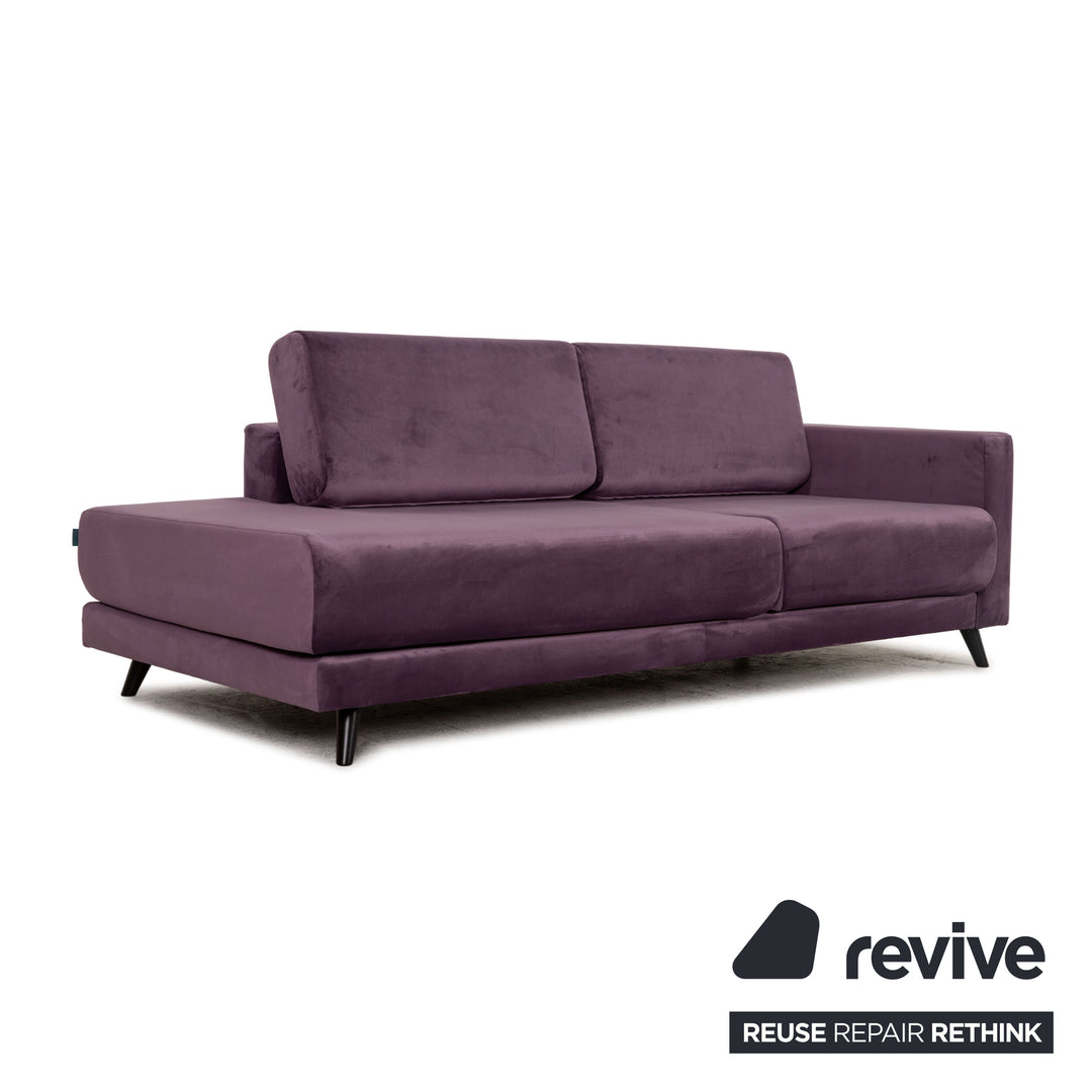 MYCS TYME Fabric Three Seater Violet Sofa Couch