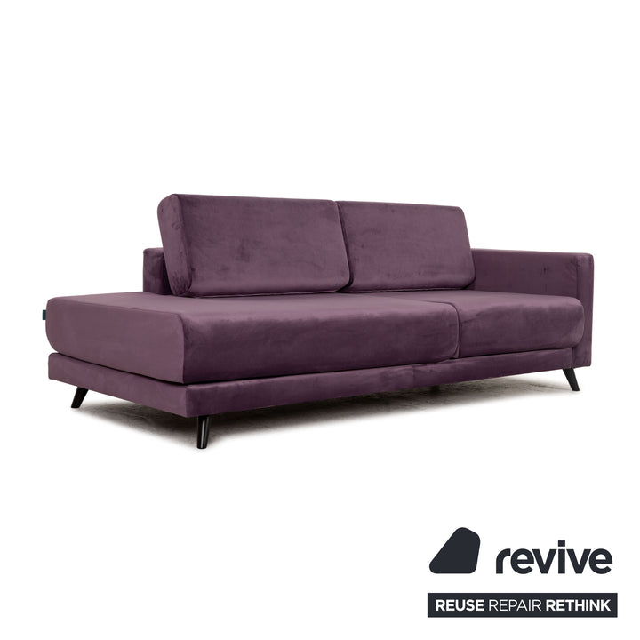 MYCS TYME Fabric Three Seater Violet Sofa Couch
