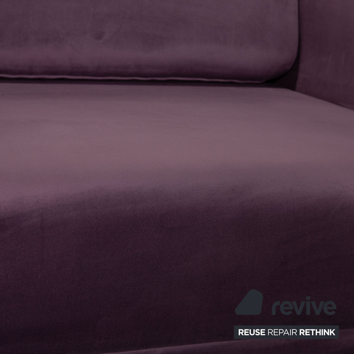 MYCS TYME Fabric Three Seater Violet Sofa Couch