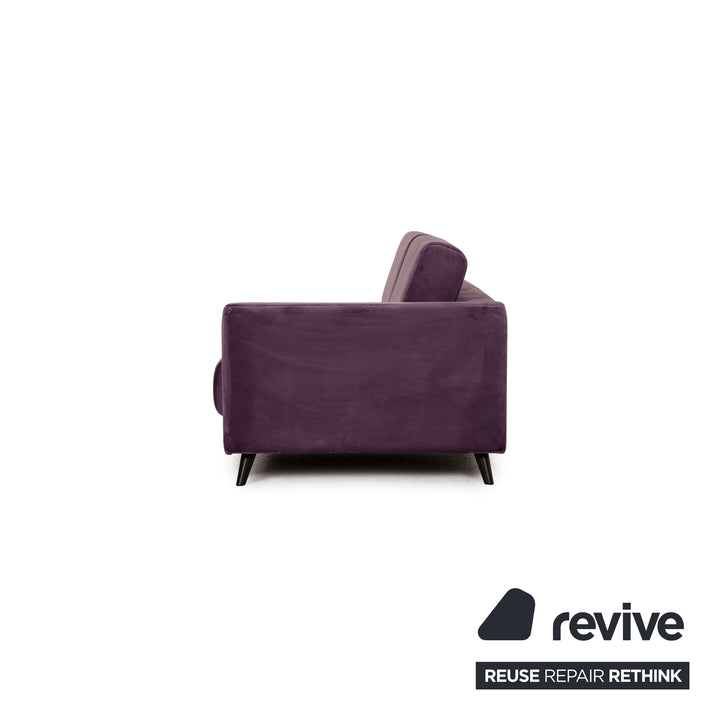 MYCS TYME Fabric Three Seater Violet Sofa Couch