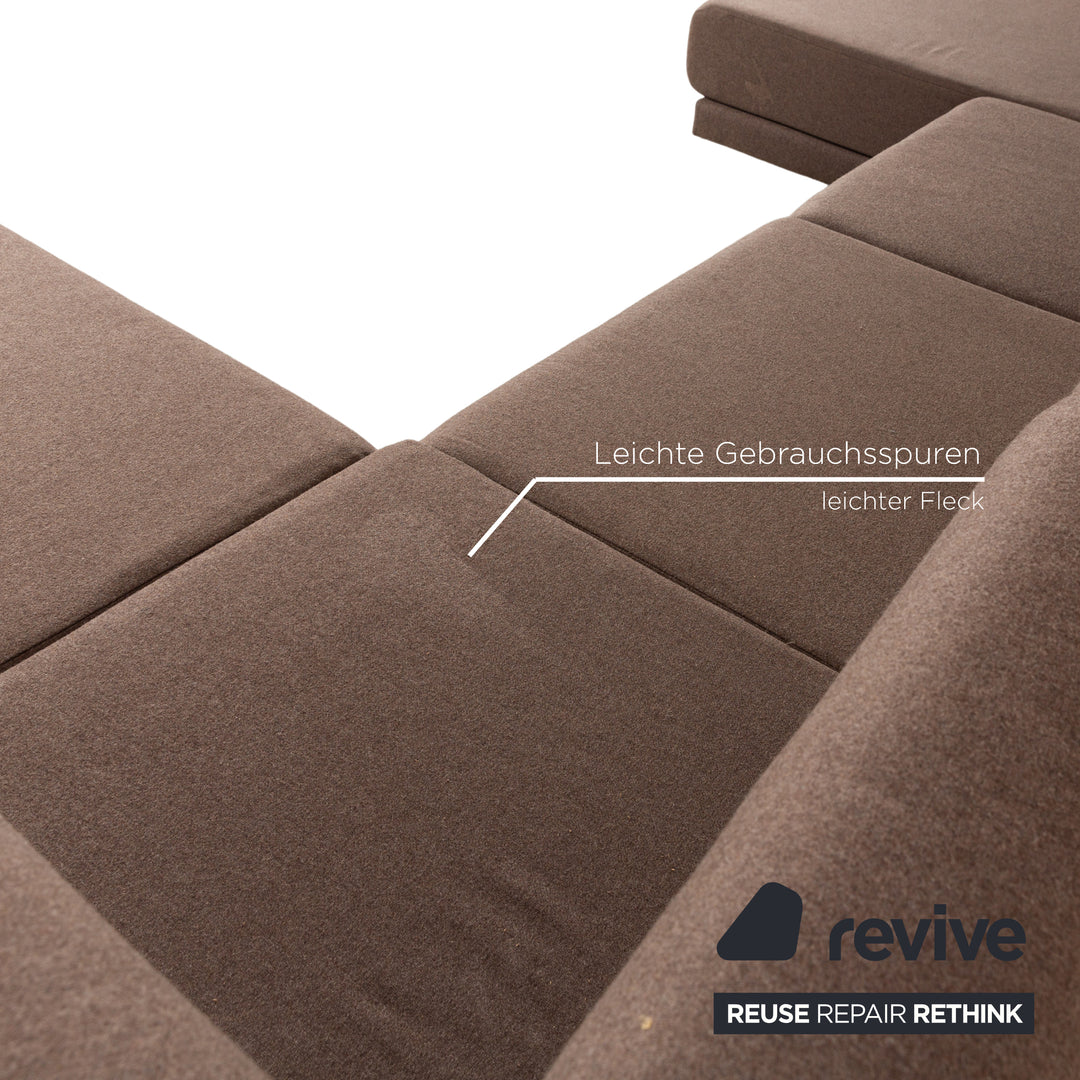 MYCS TYME Stoff Ecksofa Recamiere Links Braun Sofa Couch