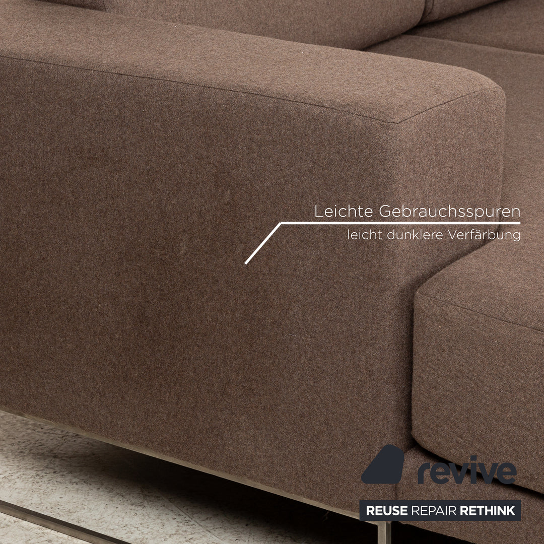 MYCS TYME Stoff Ecksofa Recamiere Links Braun Sofa Couch
