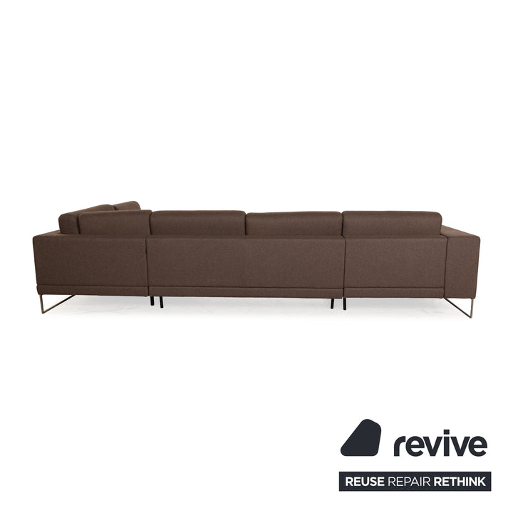 MYCS TYME Stoff Ecksofa Recamiere Links Braun Sofa Couch