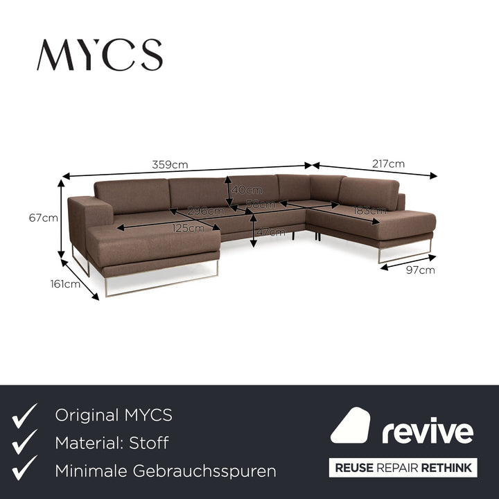 MYCS TYME Fabric Corner Sofa Recamiere Left Brown Sofa Couch