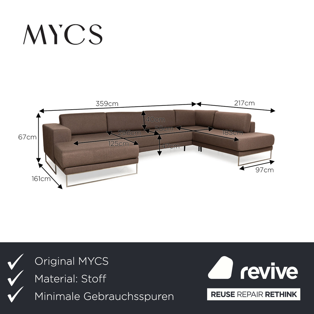 MYCS TYME Canapé d'angle en tissu Récamière gauche Canapé marron