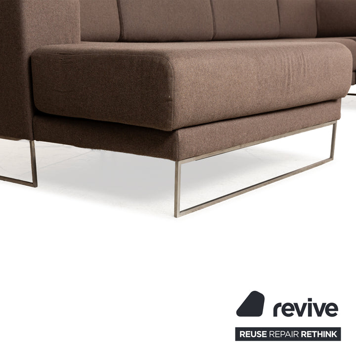MYCS TYME Stoff Ecksofa Recamiere Links Braun Sofa Couch