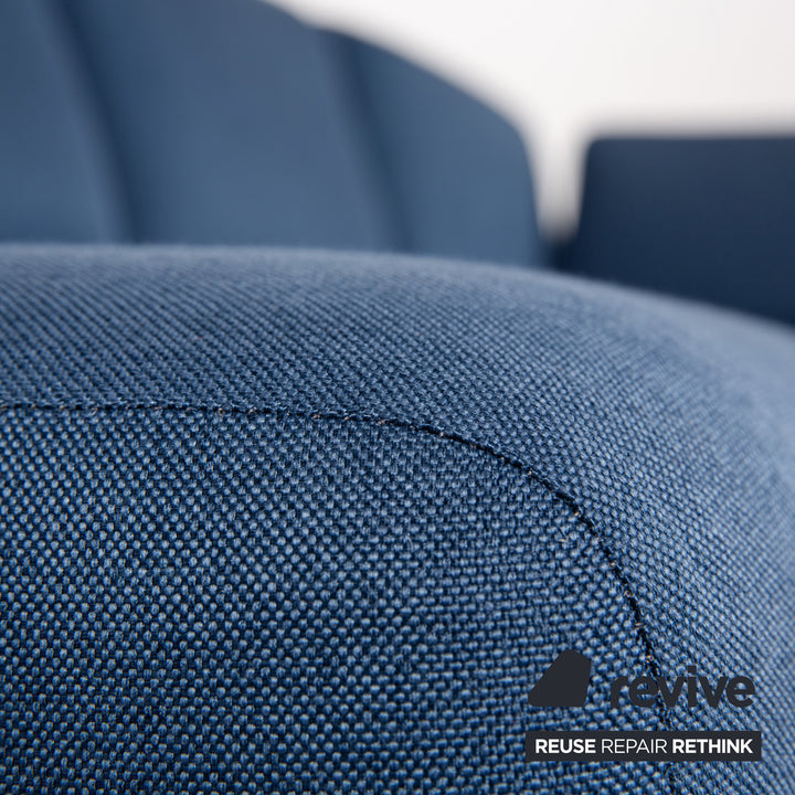MYCS TYME Stoff Holz Ecksofa Blau Sofa Couch