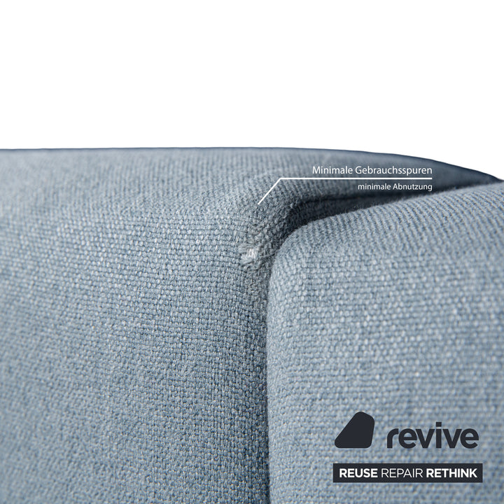 MYCS TYME Stoff Holz Ecksofa Blau Sofa Couch