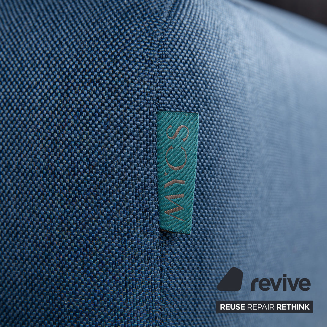 MYCS TYME Fabric Wood Corner Sofa Blue Sofa Couch