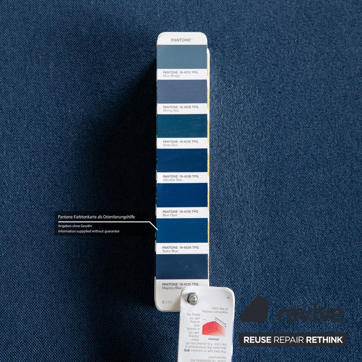 MYCS TYME Stoff Holz Ecksofa Blau Sofa Couch