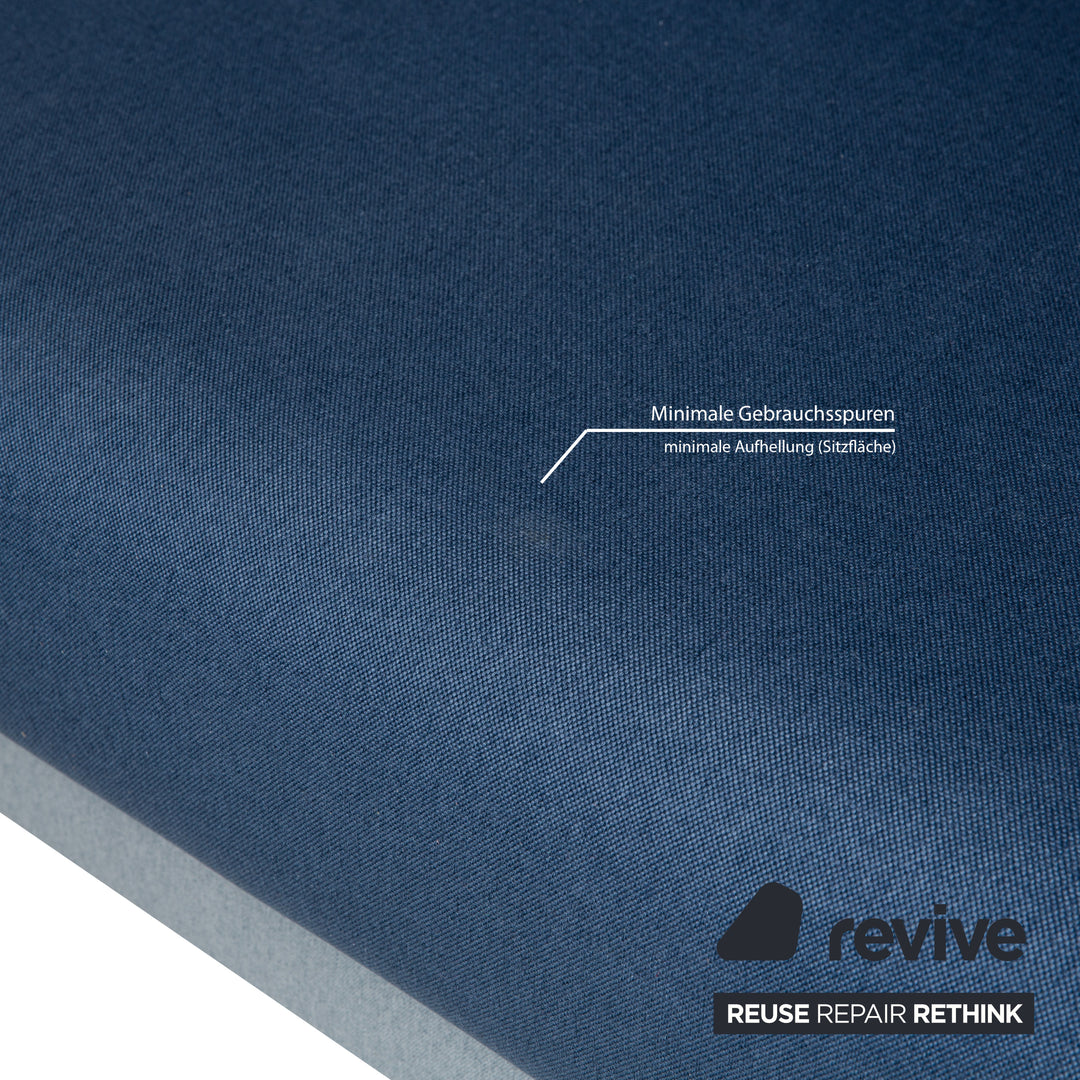 MYCS TYME Fabric Wood Corner Sofa Blue Sofa Couch