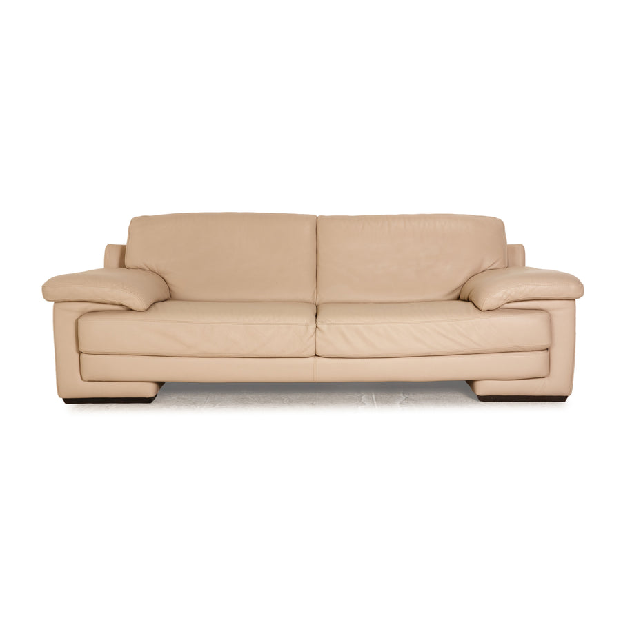 Natuzzi 2198 Leder Dreisitzer Beige Sofa Couch