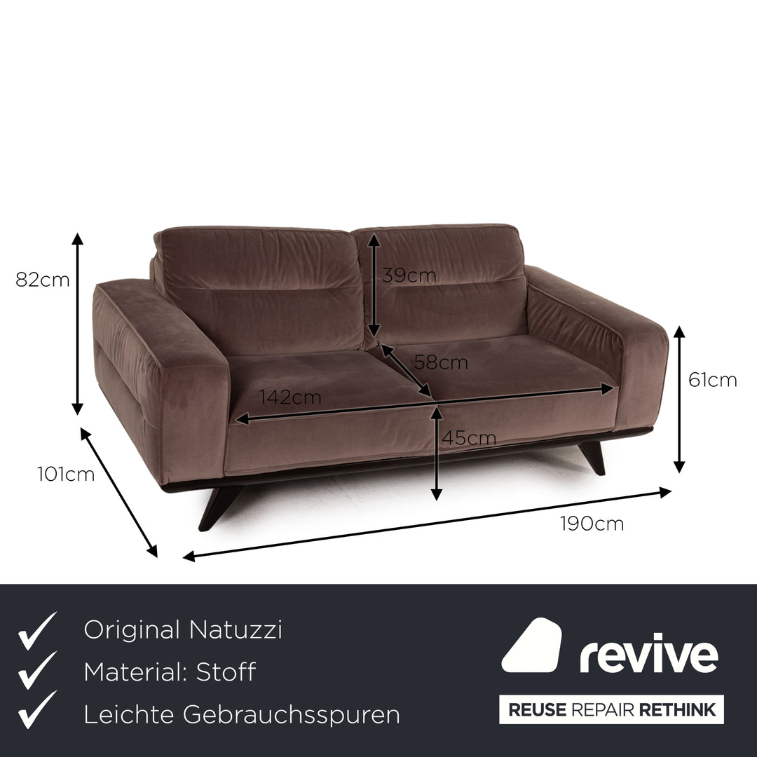 Natuzzi Audacia Fabric Sofa Brown Three Seater Couch