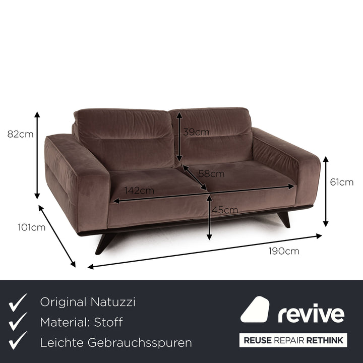 Natuzzi Audacia Fabric Sofa Brown Three Seater Couch