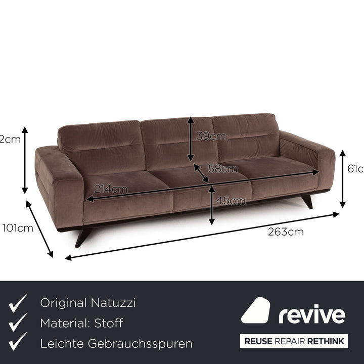 Natuzzi Audacia Fabric Sofa Brown Three Seater Couch