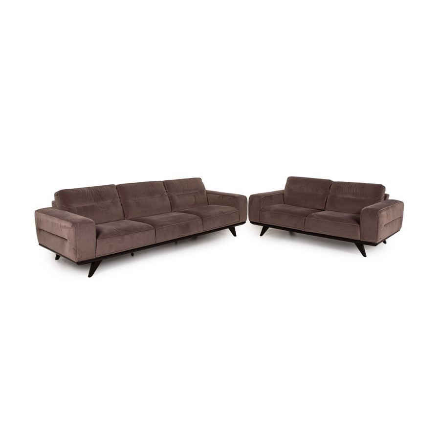 Natuzzi Audacia Stoff Sofa Garnitur Braun 1xDreisitzer 1xZweisitzer Couch