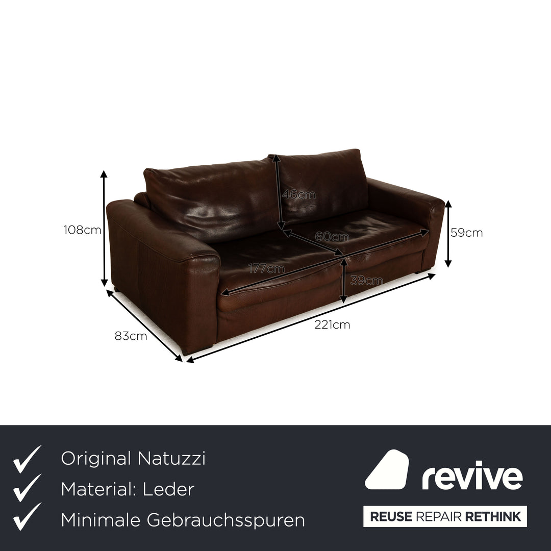 Natuzzi Collezione Leder Dreisitzer Braun Sofa Couch