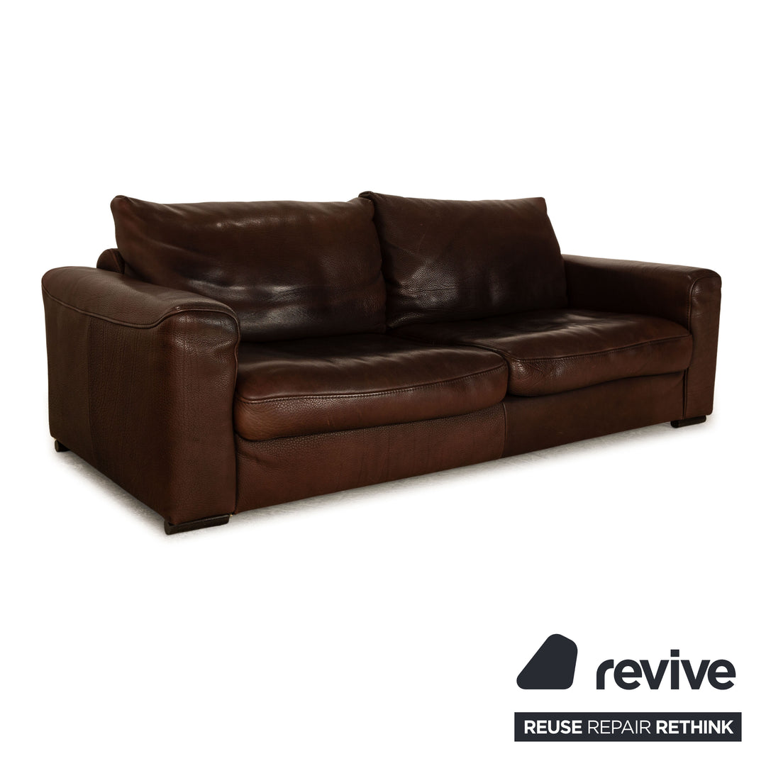 Natuzzi Collezione Leder Dreisitzer Braun Sofa Couch