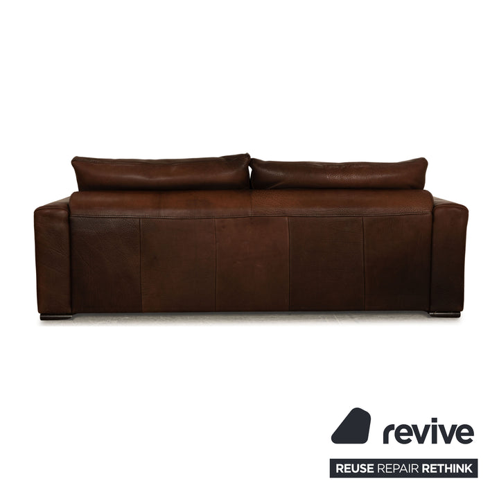 Natuzzi Collezione Leder Dreisitzer Braun Sofa Couch