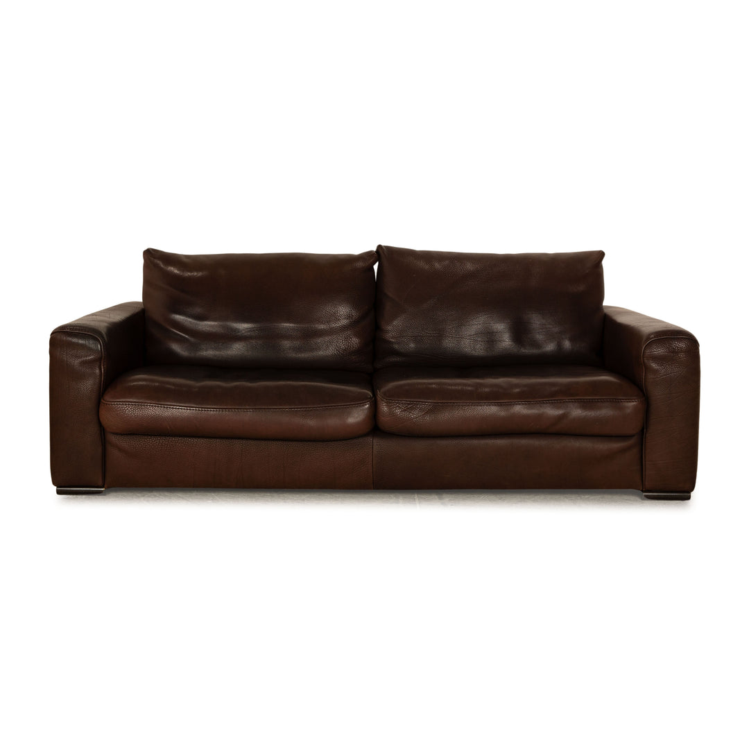Natuzzi Collezione Leder Dreisitzer Braun Sofa Couch