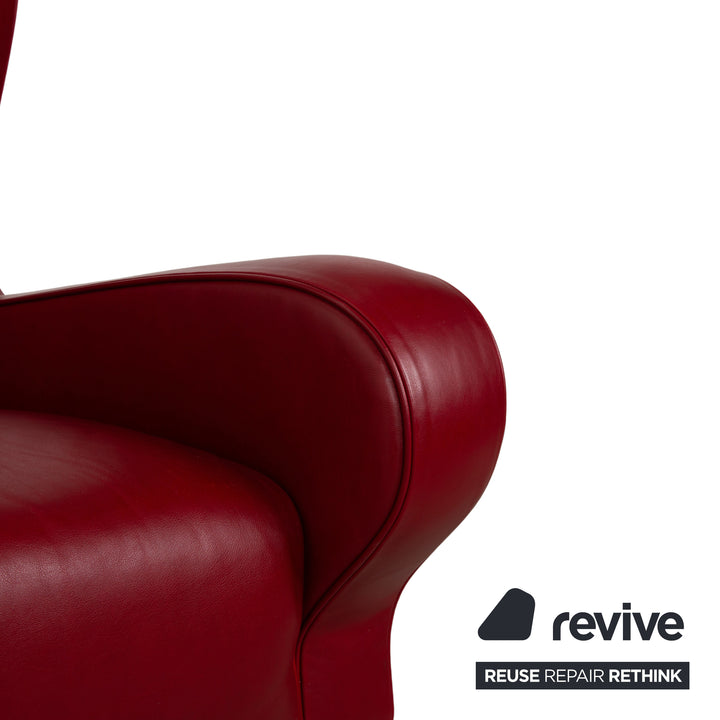 Fauteuil en cuir cristal Natuzzi rouge cerise