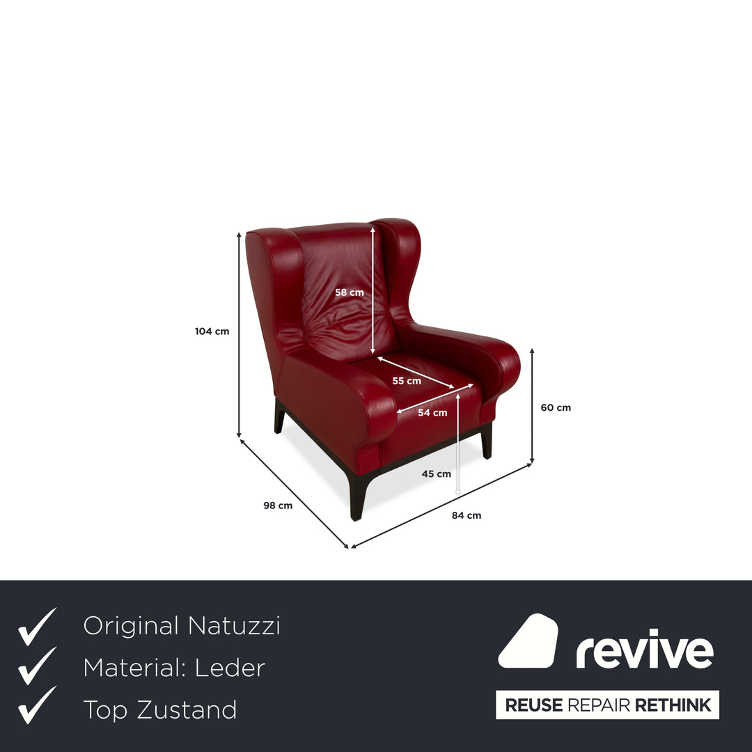 Natuzzi Crystal Leder Sessel Rot Kirschrot
