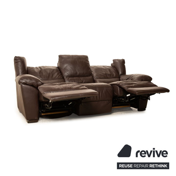 Natuzzi Editions A319 Leder Dreisitzer Braun manuelle Funktion Relaxfunktion Sofa Couch