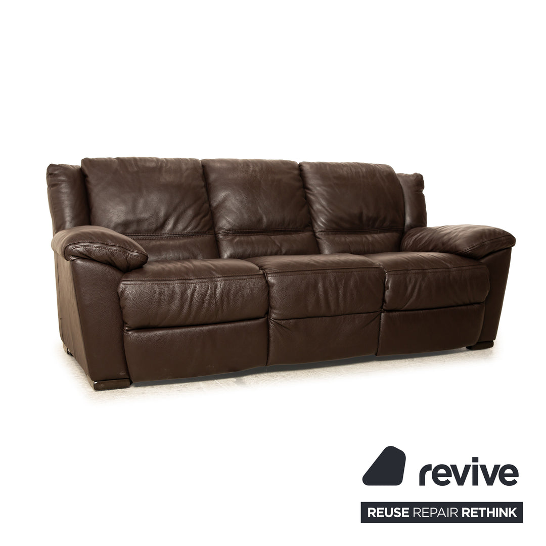 Natuzzi Editions A319 Leder Dreisitzer Braun manuelle Funktion Relaxfunktion Sofa Couch