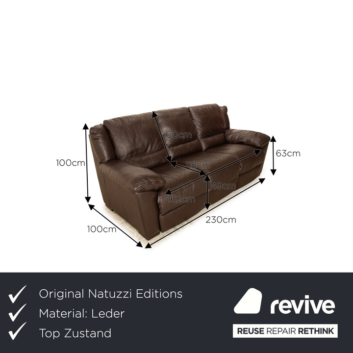 Natuzzi Editions A319 Leder Dreisitzer Braun manuelle Funktion Relaxfunktion Sofa Couch