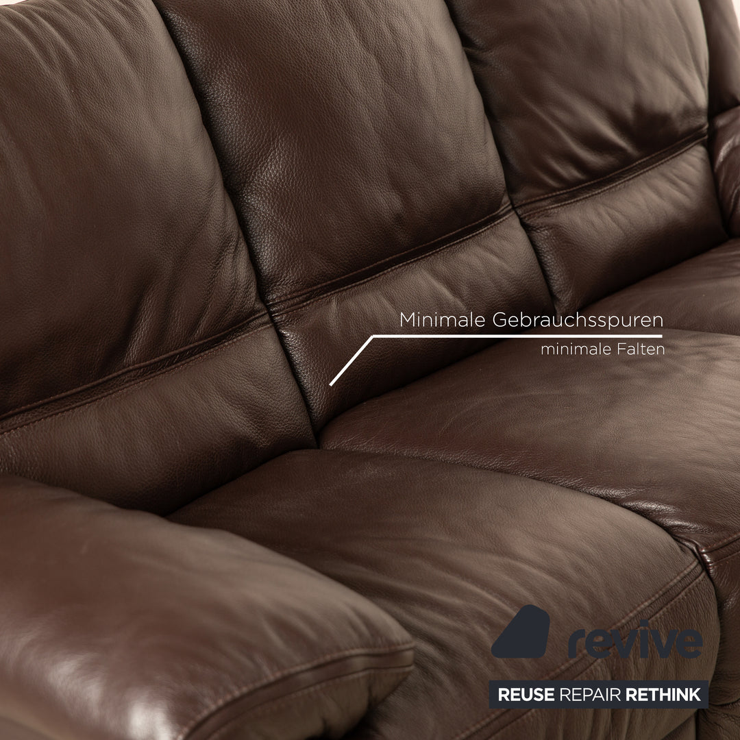 Natuzzi Editions A319 Leder Dreisitzer Braun manuelle Funktion Relaxfunktion Sofa Couch