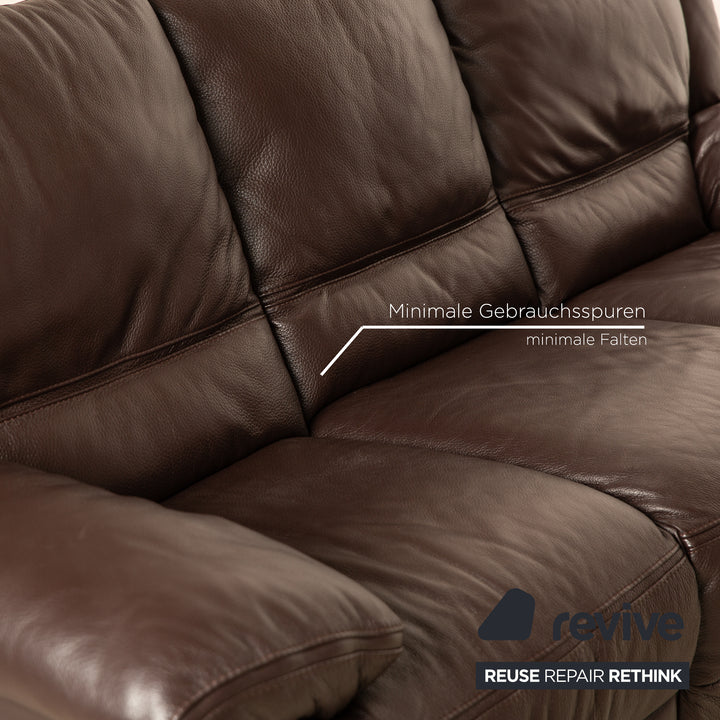 Natuzzi Editions A319 Leder Dreisitzer Braun manuelle Funktion Relaxfunktion Sofa Couch