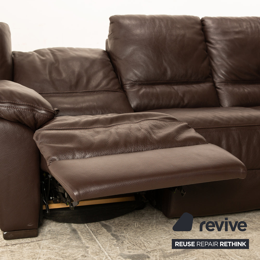 Natuzzi Editions A319 Leder Dreisitzer Braun manuelle Funktion Relaxfunktion Sofa Couch