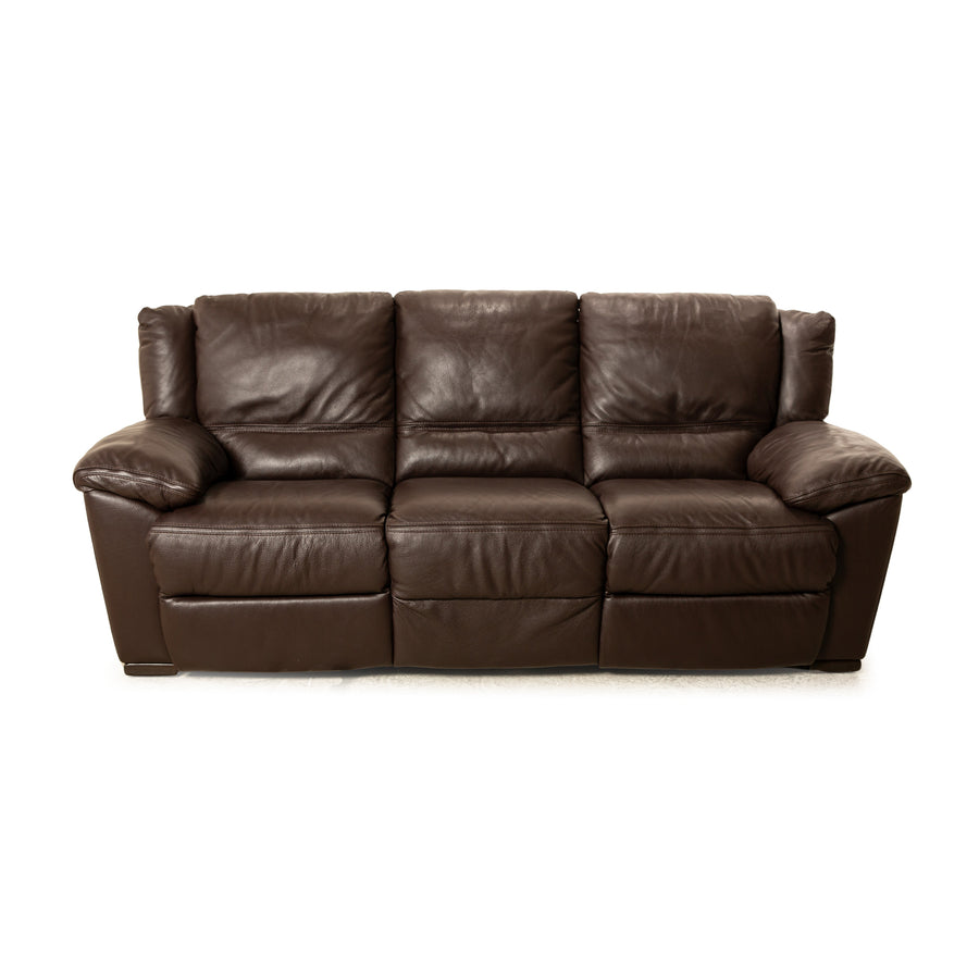 Natuzzi Editions A319 Leather Three Seater Brown Manual Function Relaxation Sofa Couch