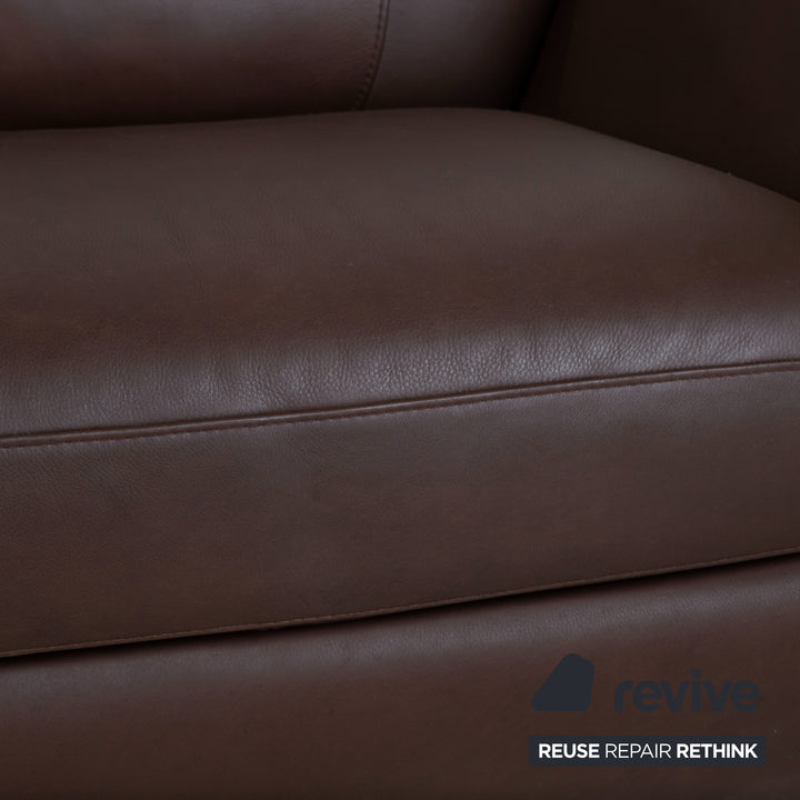 Natuzzi Editions A399 Garnitur Leder Dreisitzer Zweisitzer Dunkelbraun Sofa Couch