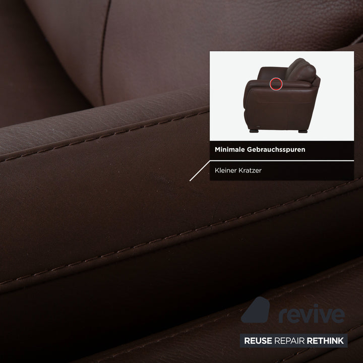 Natuzzi Editions A399 Garnitur Leder Dreisitzer Zweisitzer Dunkelbraun Sofa Couch
