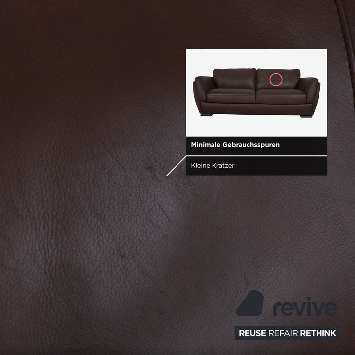 Natuzzi Editions A399 Garnitur Leder Dreisitzer Zweisitzer Dunkelbraun Sofa Couch