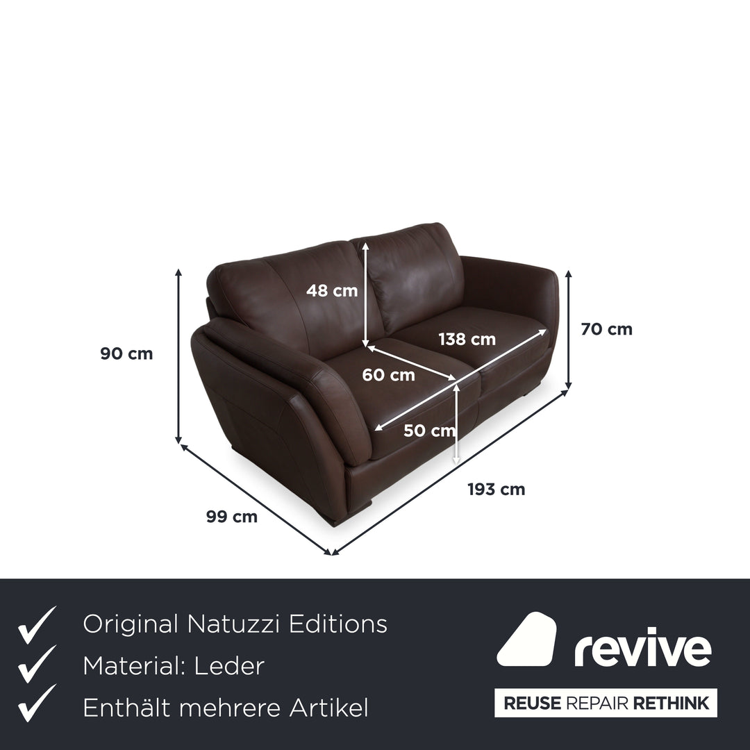 Natuzzi Editions A399 Garnitur Leder Dreisitzer Zweisitzer Dunkelbraun Sofa Couch