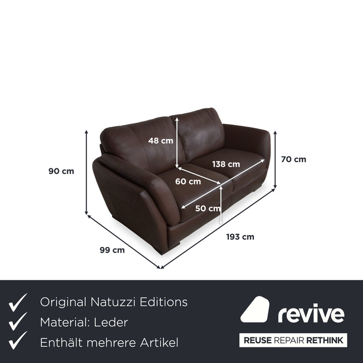 Natuzzi Editions A399 Garnitur Leder Dreisitzer Zweisitzer Dunkelbraun Sofa Couch
